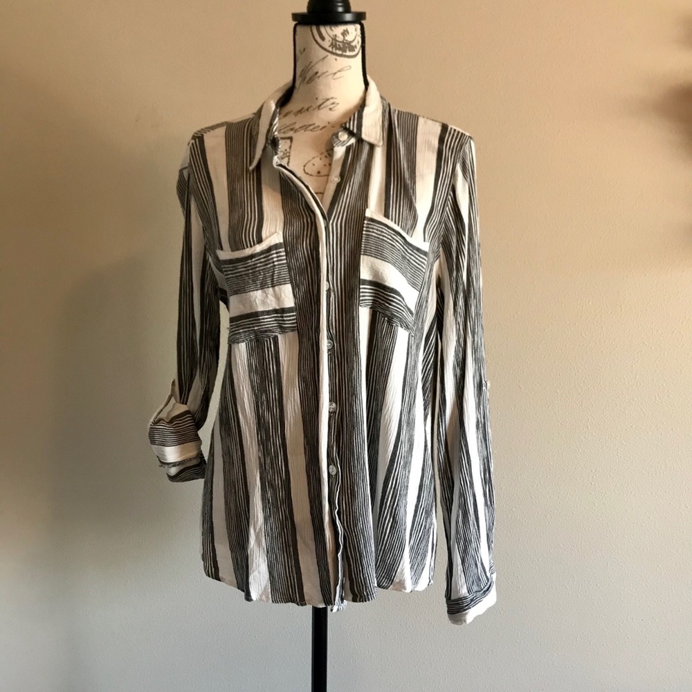 Hippie Rose Striped Button-Down